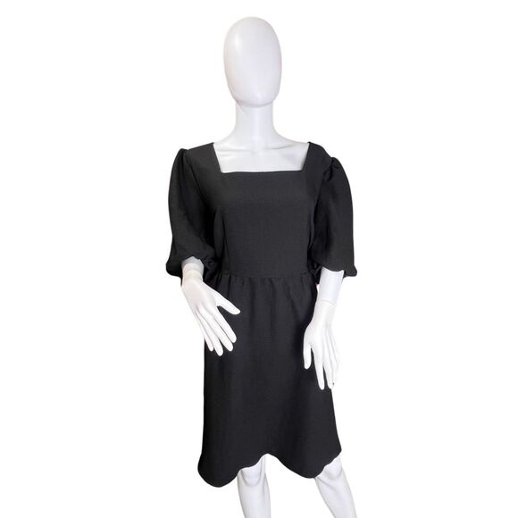 SHEIN Dress 3X Black Square Neck Romantic Tie Back Puff Sleeve Mini Black Dress - Picture 1 of 13